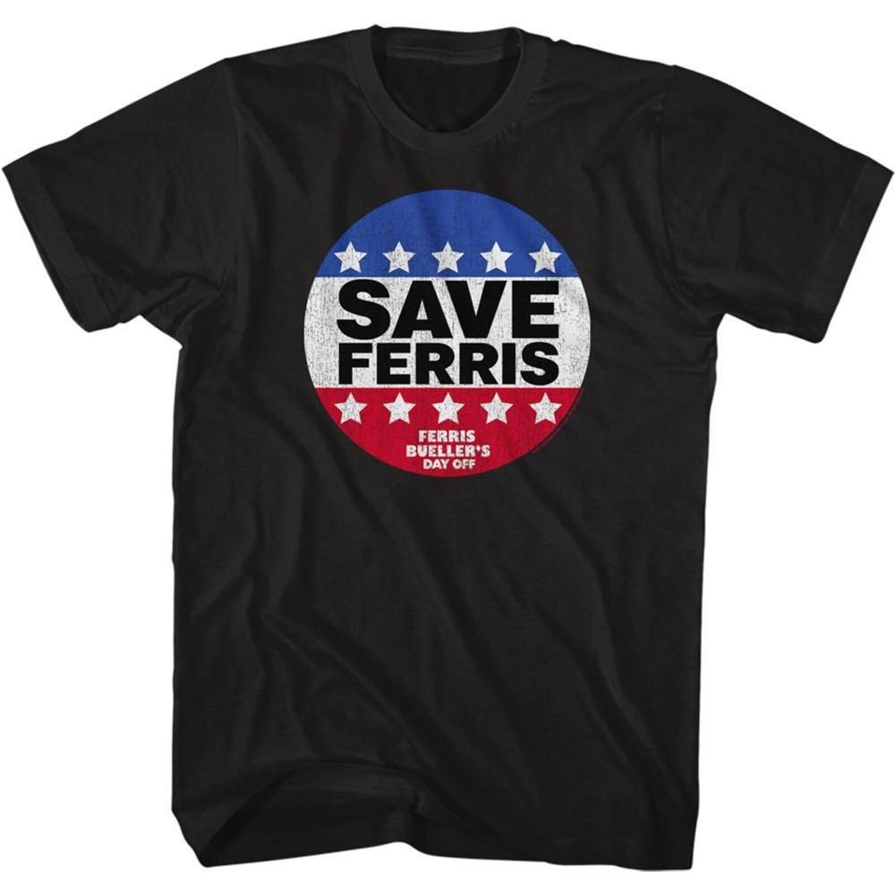Ferris Bueller's Day Off Save Ferris Button Black Adult T-Shirt Unisex T-Shirt
