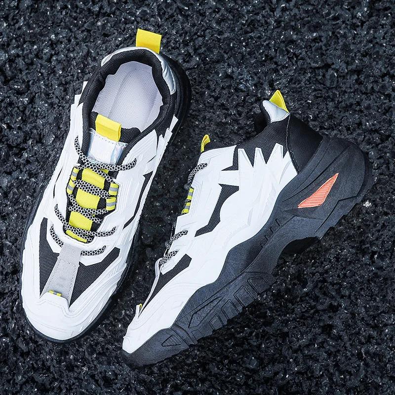 Мужская спортивная обувь на толстой подошве, новые модные универсальные легкие рабочие ботинки, уличная модная нескользящая повседневная обувь для бега