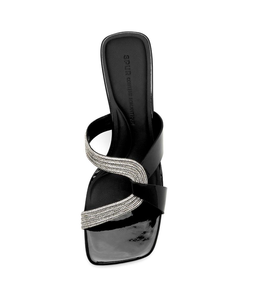 Шлепанцы-мюли Spur Cleo с кристаллами 8 см из коровьей кожи -Ws9034 (2Цвет)
