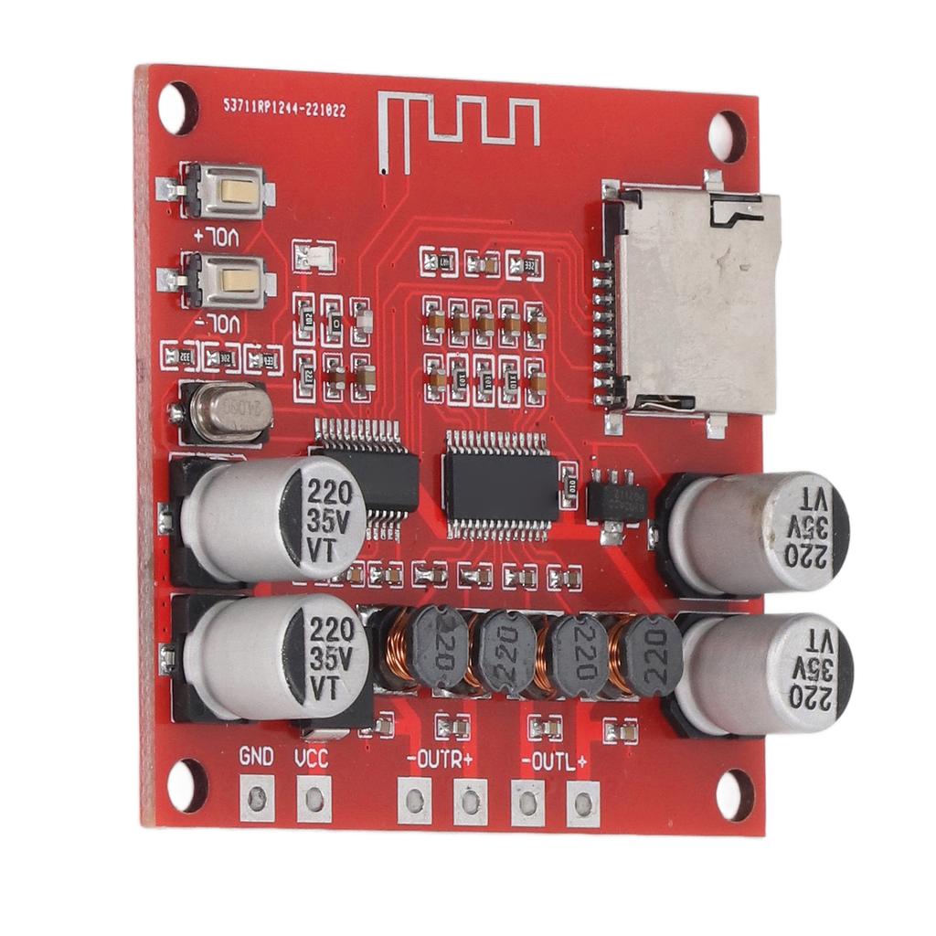 Плата усилителя мощности Bluetooth, 2-канальная плата усилителя беспроводного аудиодинамика DC12‑24V