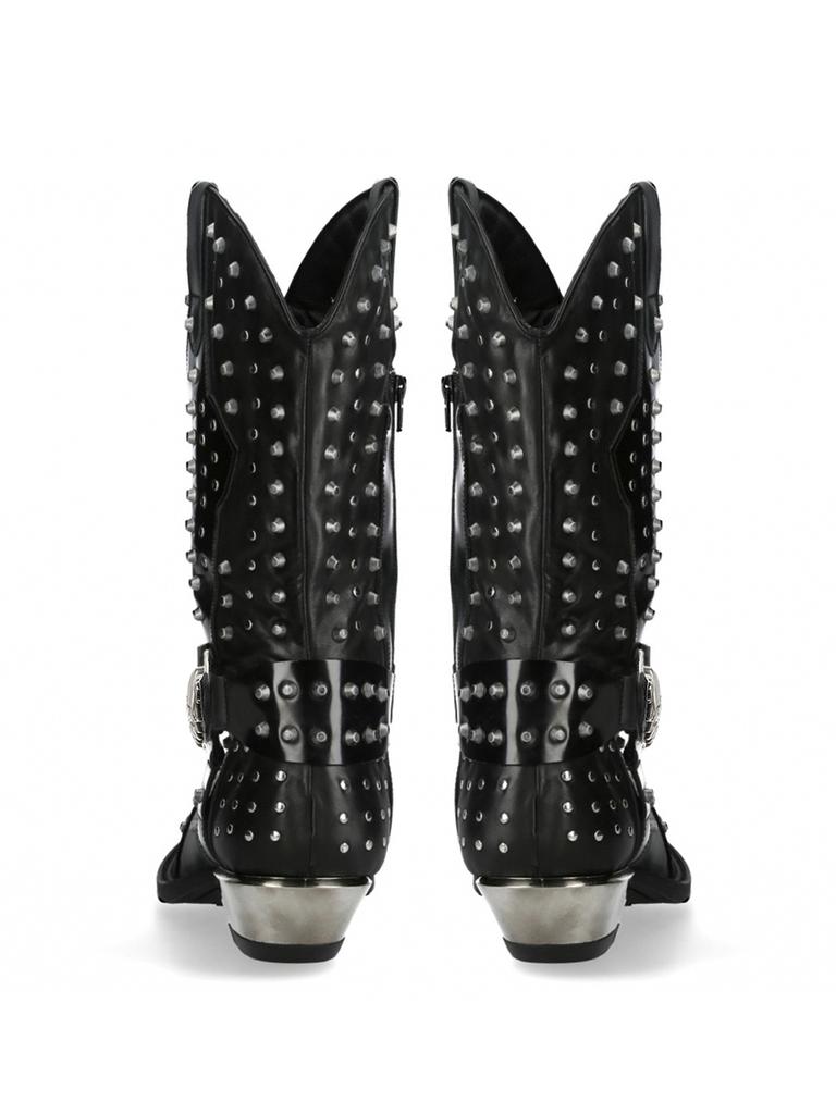 Fashion Fashion Punk Men Women Chelsea Boots Rivets Black Metal Square Toe Buckle Motorcycle Boots Leather Handmade Designer Shoes 35-45