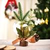 25CM Table Mini Christmas Tree with Flower, Small Size Christmas Trees Gift for Kids and Friends, Desktop Christmas Tree, New Year's Tree Decoration