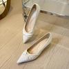 Модные туфли-лодочки с острым носком, женские летние на мягкой подошве, новинка 2025 года, женские туфли с мелким вырезом, туфли-лодочки на плоском каблуке, кожаные балетки