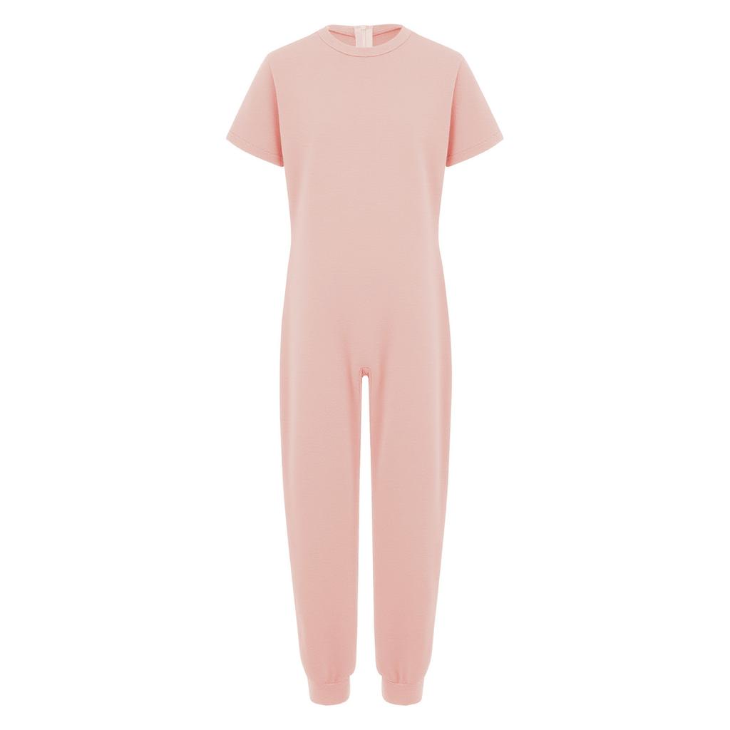 Unisex Kids Adaptive Clothing Jumpsuit Round Neck Short Sleeve Design Back Invisible Zipper Solid Color Full Body Outfit