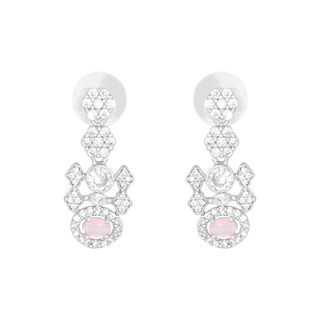 Сверкающие серьги-капли Estele с родиевым покрытием и мятно-розовыми камнями для женщин