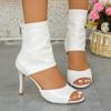 Fashion New Summer New Sandal Boots Round Head Fine High Heel Pumps Women Short Boots Fish Mouth Shoes Black Plus Size 43 Sandals