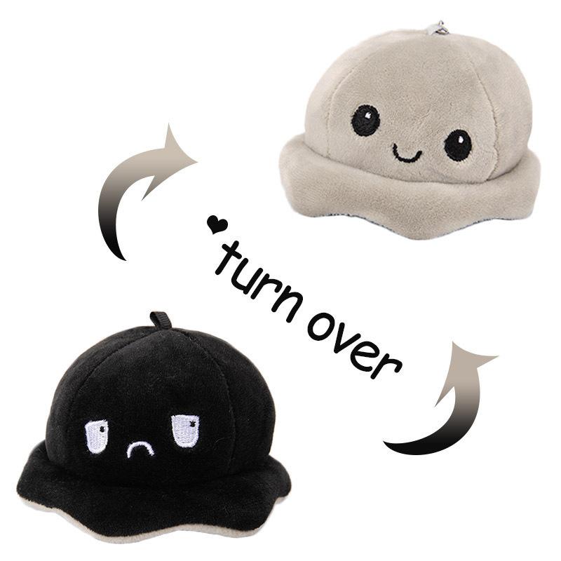 Creative Flip Face Change Octopus Small Pendant Doll Plush Toy Schoolbag Buckle Cute Couple Hanging Decoration