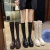 Knight Boots Flat Boots Women's 2021 New Autumn and Winter High Tube Thick-soled Black Strap But Knee Boots Tide