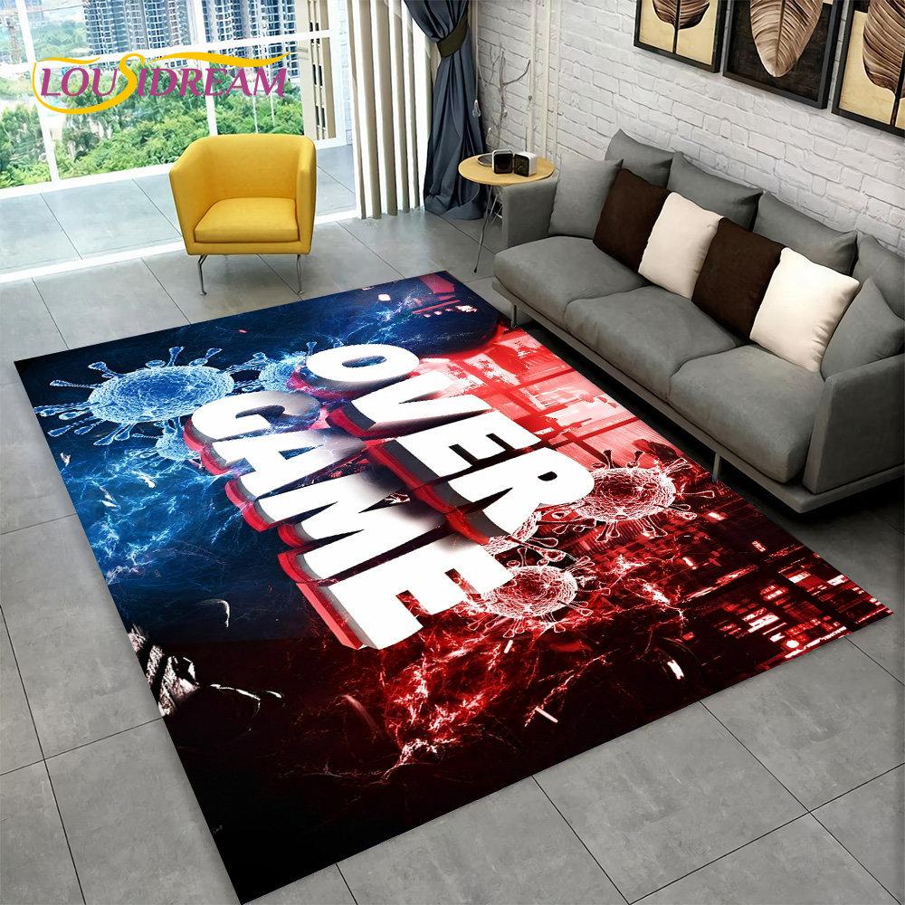 3D мультяшный геймерский ковер Game Over, ковер для гостиной, спальни, дивана, игровой комнаты, коврик для декора, детские игры, нескользящий напольный коврик