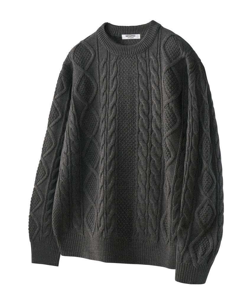 UNTAPPED STUDIO [2Pack] Oversized Aran Cable Round Knit 5 Colors