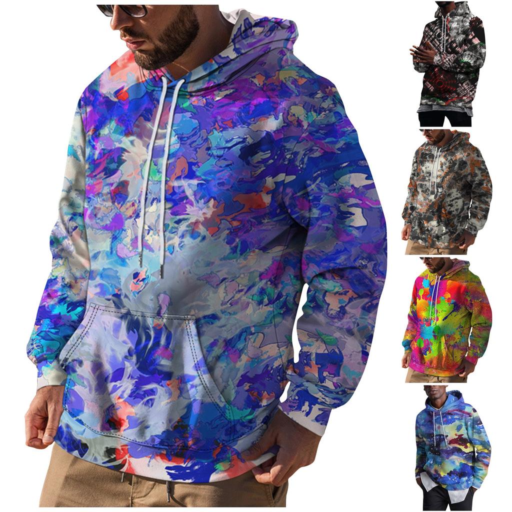 Men's Loose Printed Hooded Sweatshirt Men's Casual Fashion Sports Sweatshirt