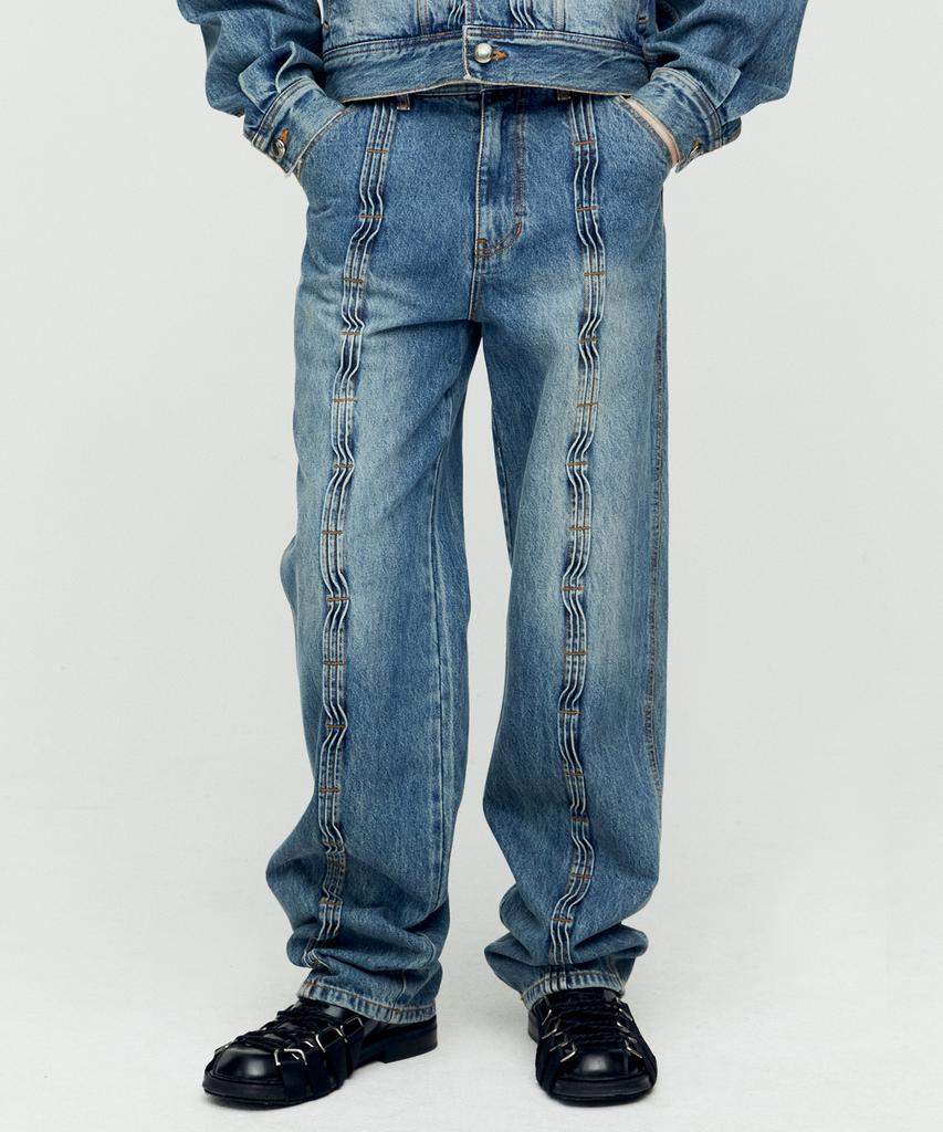 ADSB ANDERSSON BELL Wave Wide Leg Jeans Apa682M(Washed Blue)