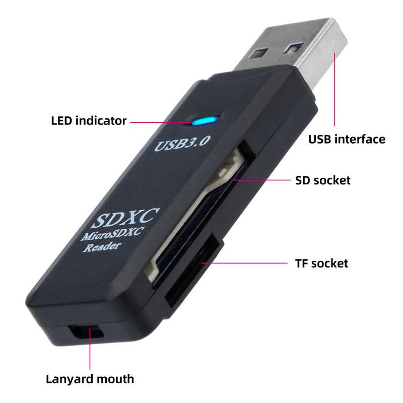 FONKEN USB-устройство для чтения карт памяти 3,0 TF SD-устройство для чтения карт памяти 2 в 1, адаптер для устройства чтения карт памяти, ПК, ноутбука, устройство чтения смарт-карт памяти, адаптер MicroSDXC Rider