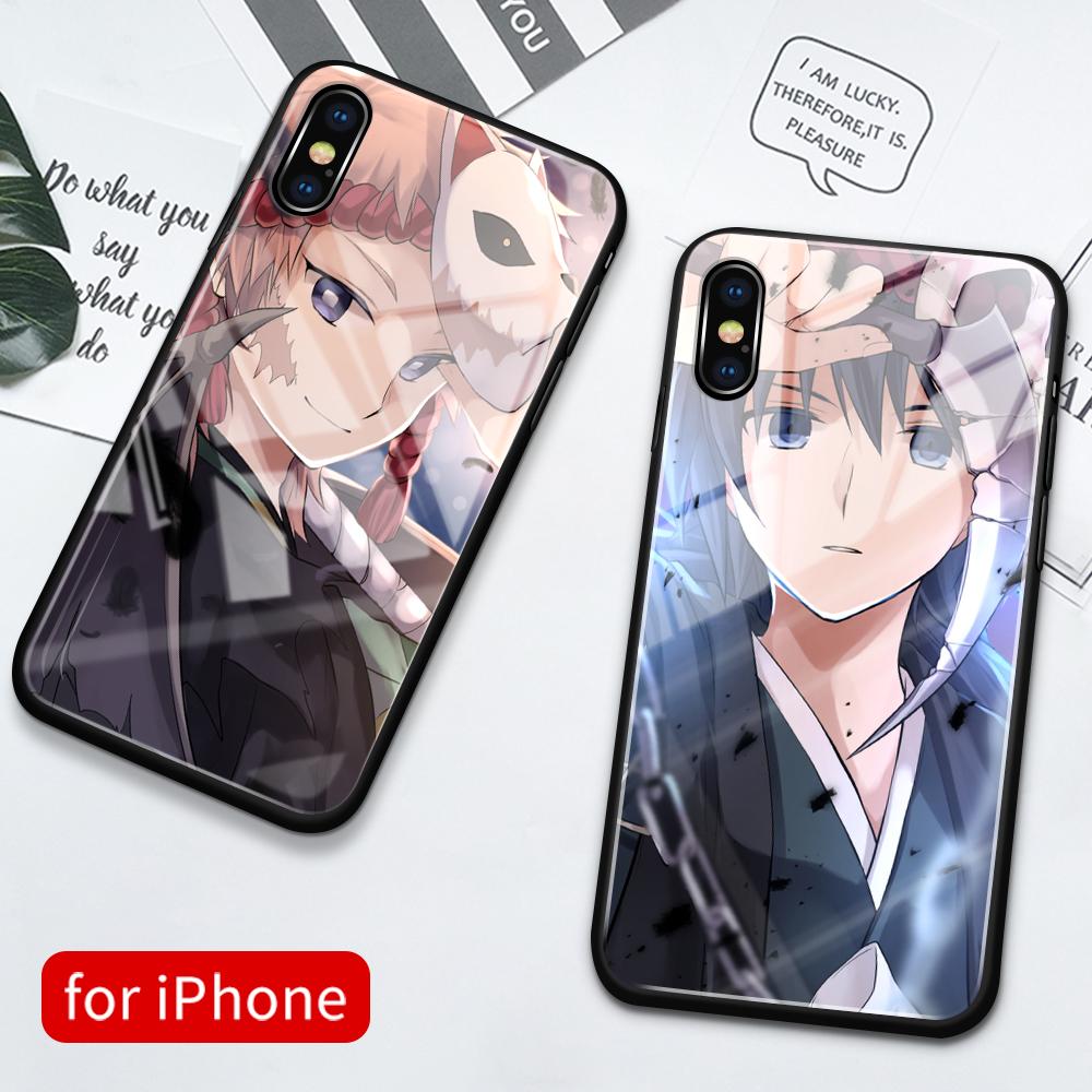 Чехол для Iphone 14 Demon Slayer Kimetsu No Yaiba, закаленное стекло в стиле аниме, чехол для Iphone 6 7 8 14 Plus X Xs Xr 11 12 13 14 Pro Max