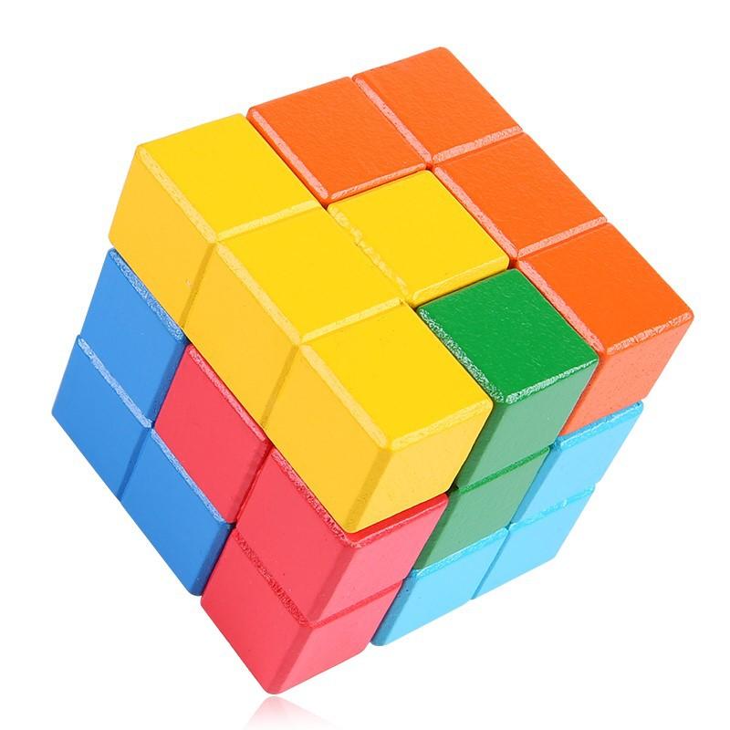 New 3D Wooden Children Early Educational Soma Cube Toys Montessori Puzzle Games Brain Challenge Game Sensory Toys For Kids