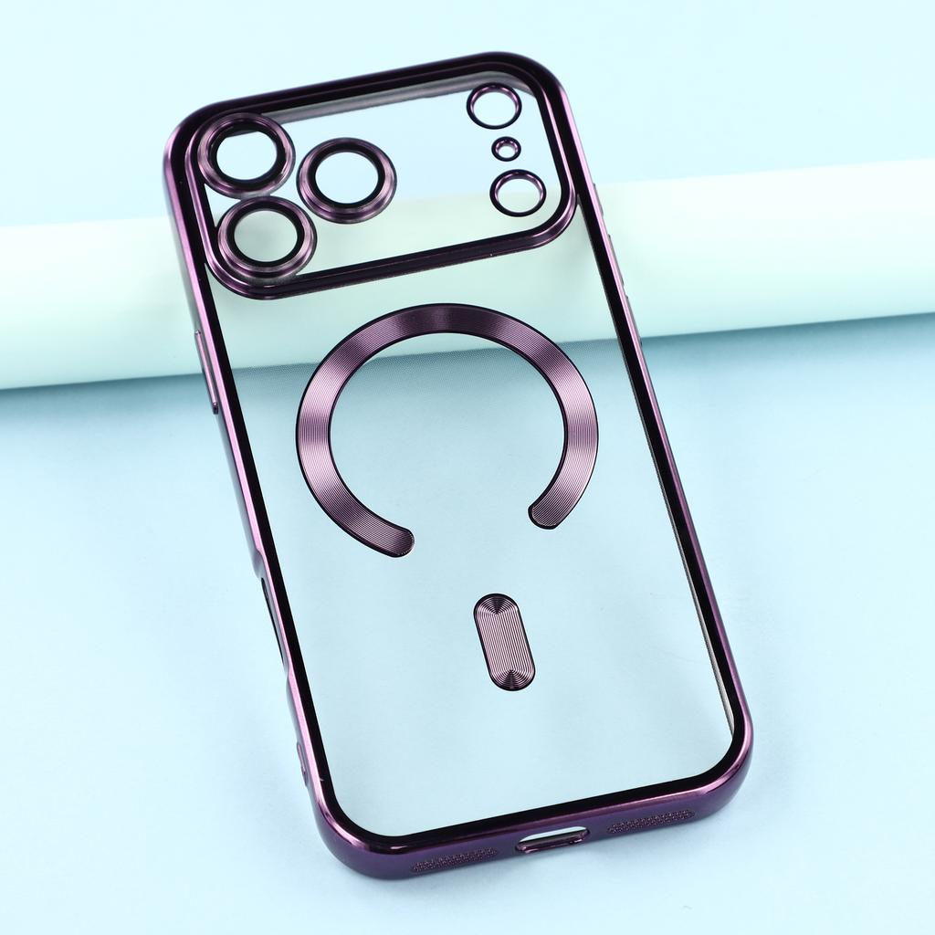 For iPhone 17 Pro Magnetic Case CD Veins Glass Lens Guard TPU Phone Back Cover
