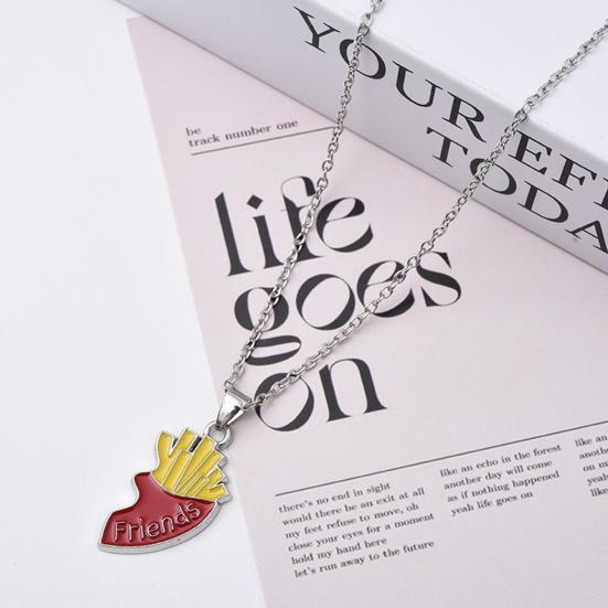 2 шт./компл. ожерелье для пары лучшие друзья ожерелье в форме сердца гамбургер картофель фри лоскутное дизайнерское ожерелье