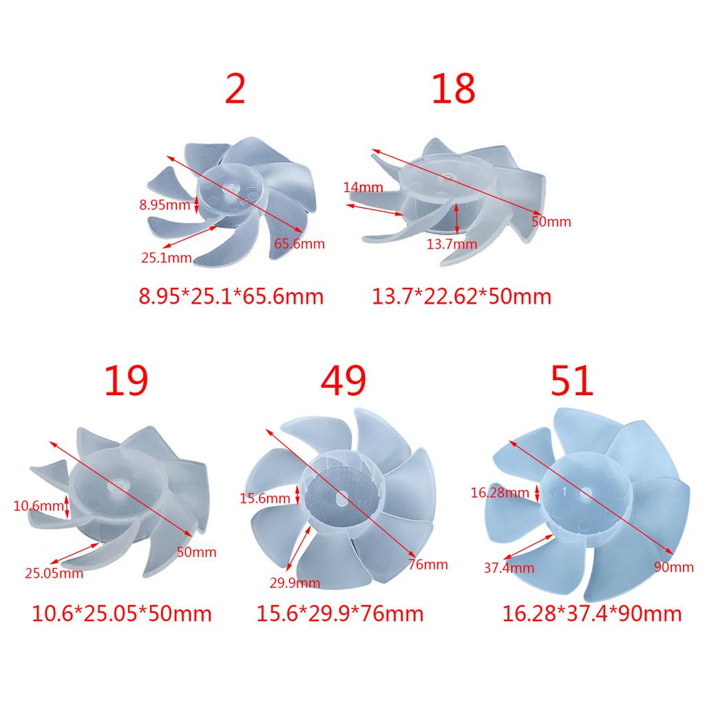 Small Power Mini Plastic Fan Blade 7 Leaves For Hairdryer Motor Handheld Fan Hanging Neck Fan