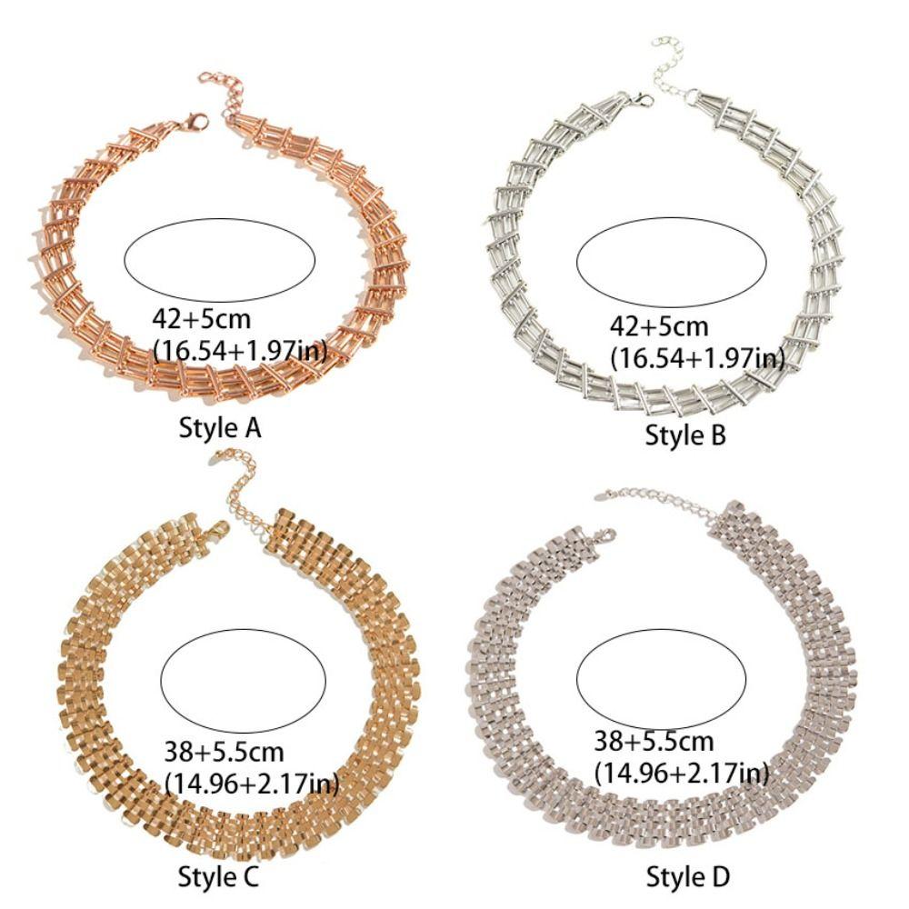 Mesh Design Exaggerated Cuban Chunky Chain Hollow Clavicle Chain Jewelry Hip Hop Necklace Summer