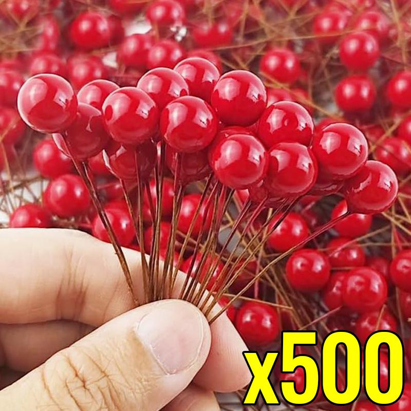 500/50 шт. Мини искусственные красные ягоды DIY цветочный венок украшение искусственные ягоды вишни тычинки рождественская новогодняя вечеринка домашний декор