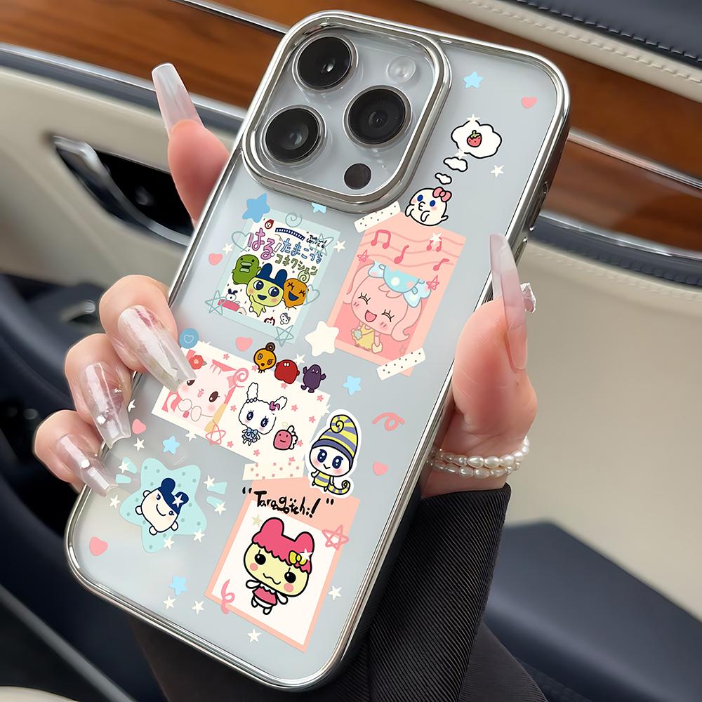 Мультяшный Чехол-Телефон Тамагочи Собака для iPhone 16e 16 15 14 13 12 11 Pro Max X XR XSMAX 8 7 Plus Роскошная Прозрачная Мягкая Задняя Крышка