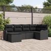 vidaXL 6-piece Garden Sofa Set with Black Poly Rattan Cushions, vidaXL 2-seater Garden Sofa 3345773