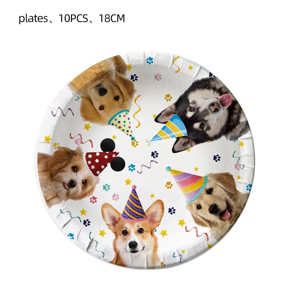 51pcs Dog Theme Tableware Set Including Plates Cups Napkins Tablecloth