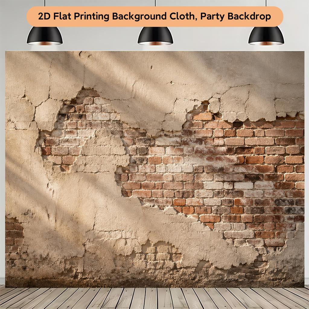 Vintage Grunge Industrial Brick Wall Tapestry Polyester Backdrop for Photo Shoot Party Decoration Wedding Ceremony Seamless Rust