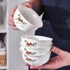 Керамические пиалы ZISIZ «Счастливая Лошадь» для риса/супа - Набор из 5 штук