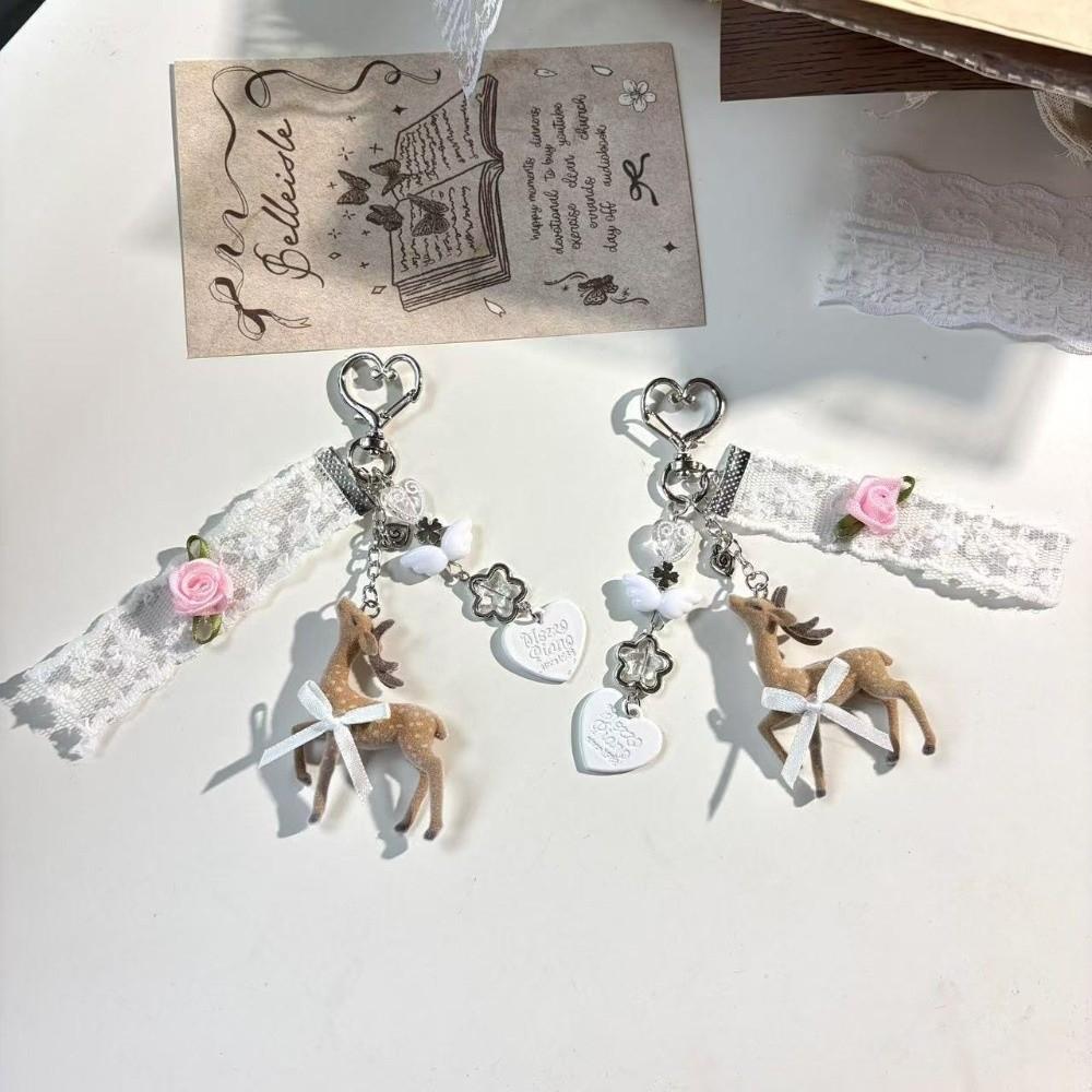 Vintage Fawn Keychain Korean Style Elk Keychain Cute Plush deer keychain Christmas Gifts