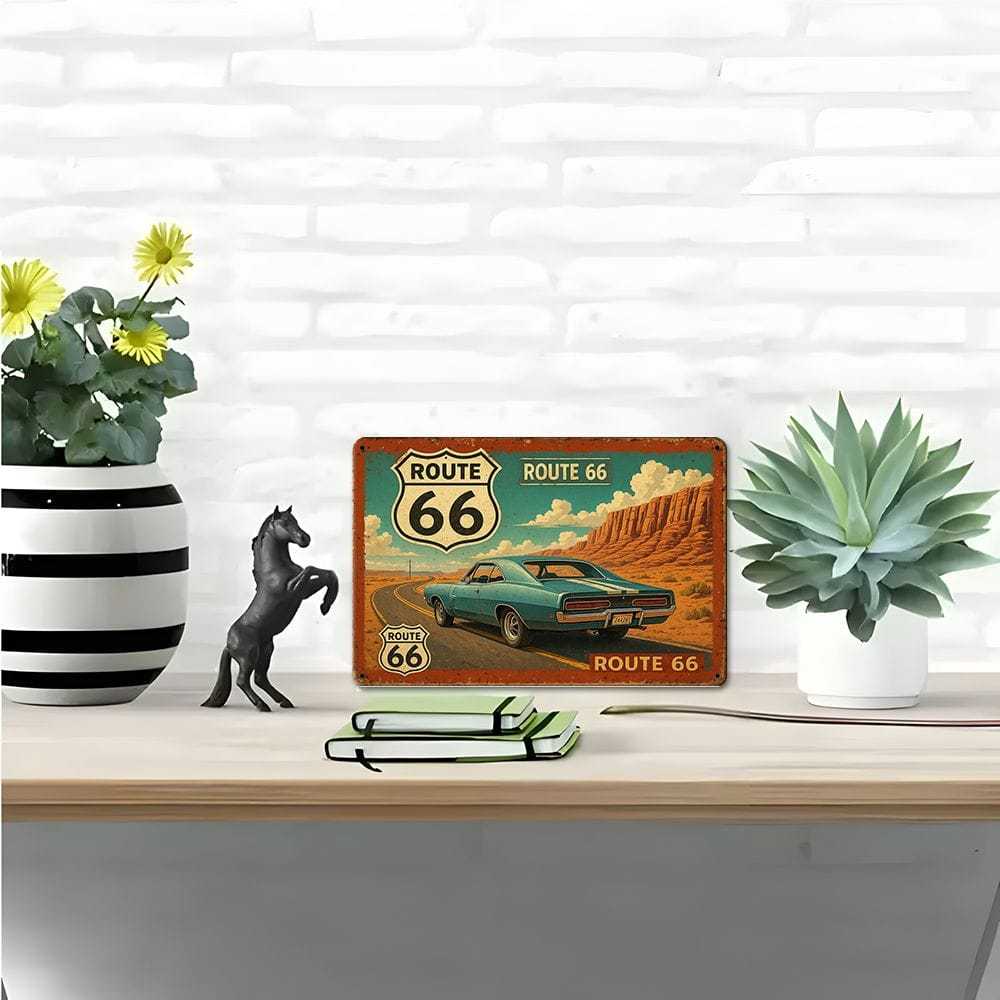 Винтажная металлическая табличка Route 66.
