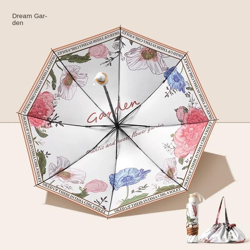 Масляная живопись ветер и дождь зонт защита от солнца анти-ультрафиолет солнцезащитный зонт зонтик складной зонт маленький свежий черный клей