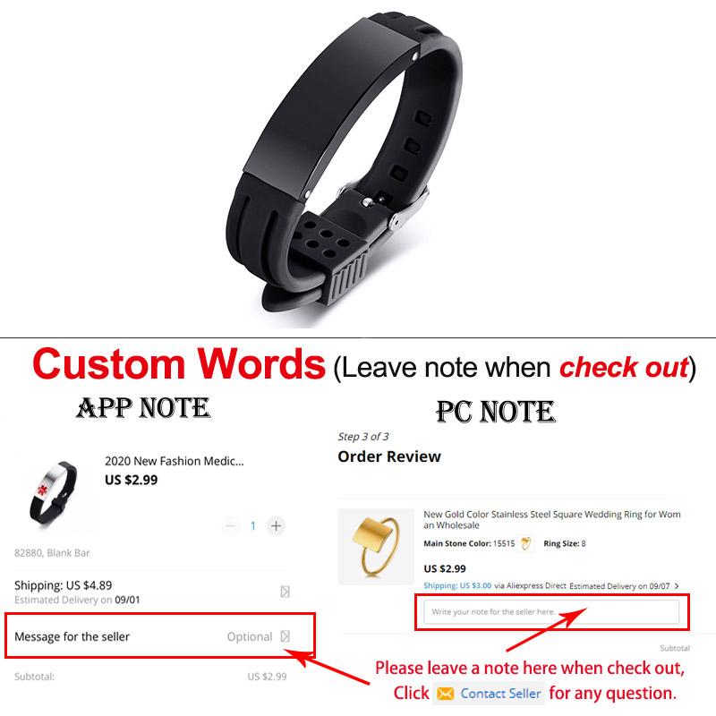 KOtik 2023, новые модные медицинские браслеты с гравировкой, персонализированные силиконовые браслеты из нержавеющей стали для