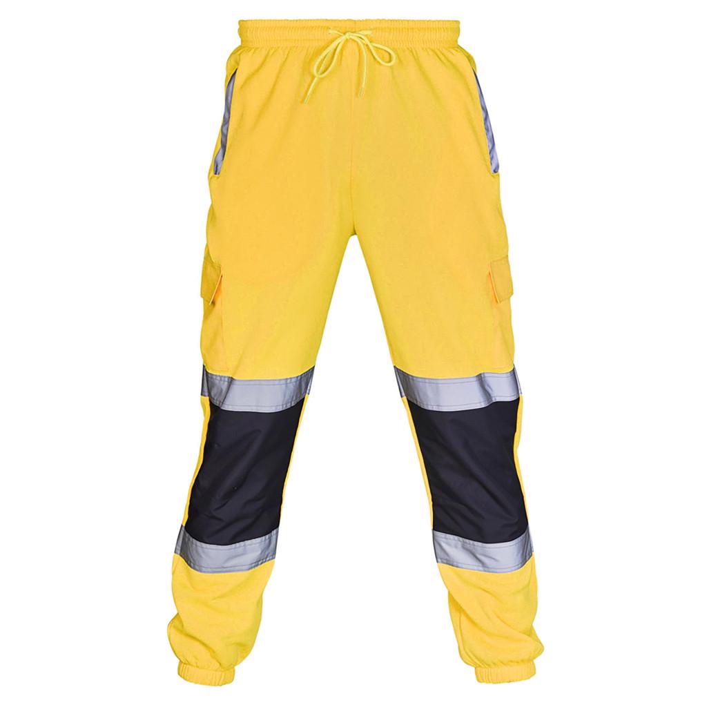 Men Road Work High Visibility Overalls Casual Pocket  Work Casual Trouser Pants