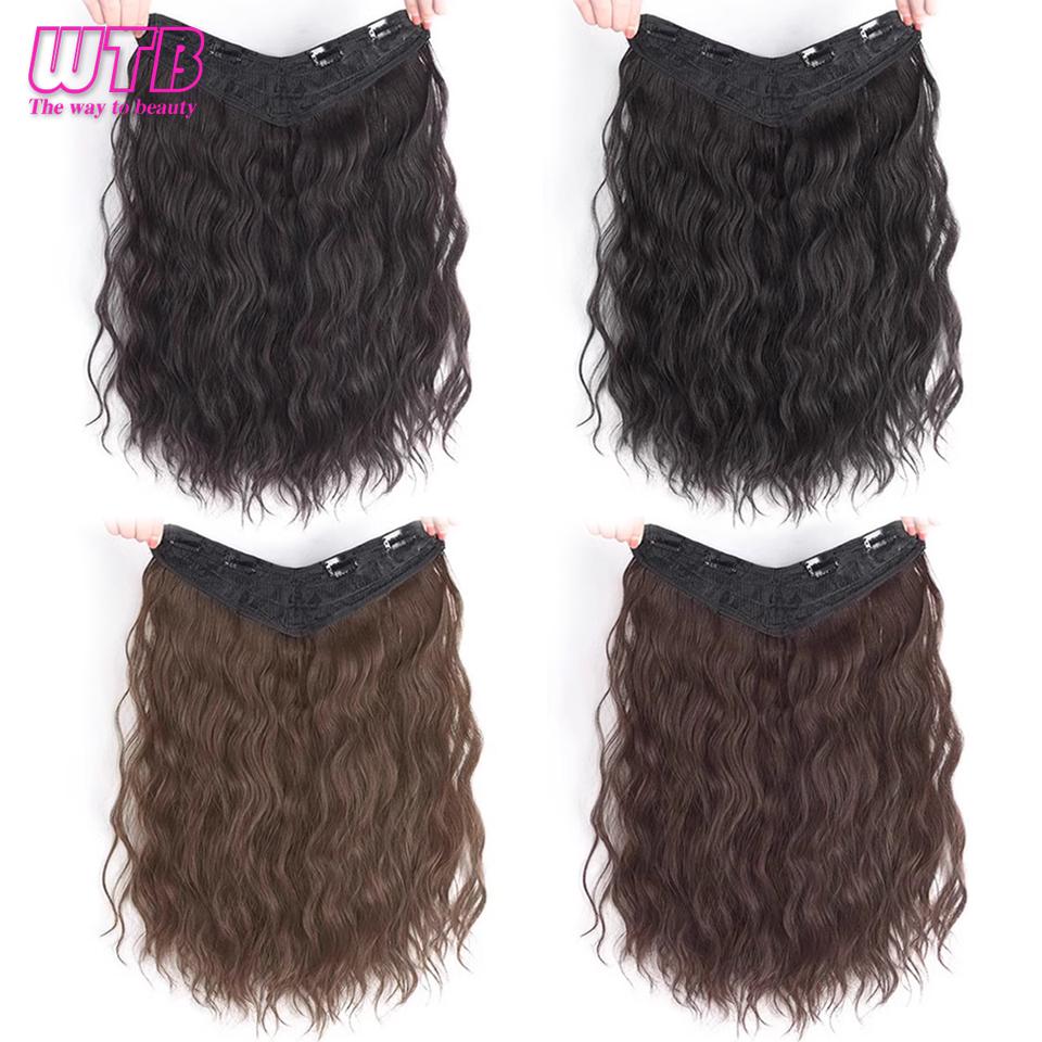 WTB синтетический парик для наращивания волос с волнистой водой, пушистые волнистые вьющиеся волосы, натуральный невидимый парик для женщин