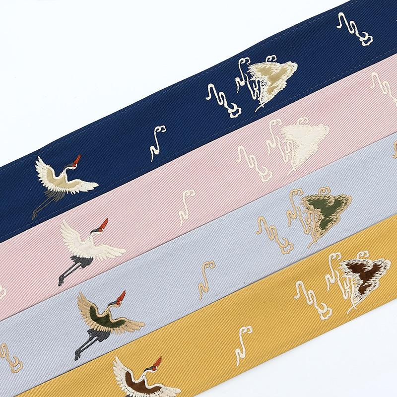 1M Vintage Chinese Crane Embroidered Jacquard Ribbon 6.5cm Trim Braid DIY Table Flag Trimmings Garment Hanfu Accessory Craft