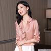 Women's 2025 Fashion Slim Fit Long Sleeve Ruffled Mulberry Silk Satin Shirt