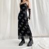 Y2K Retro Fashion Strap Printing Summer Maxi Dress Women Fairycore Grunge Chic Party Long Mesh Dresses Gothic Clothes