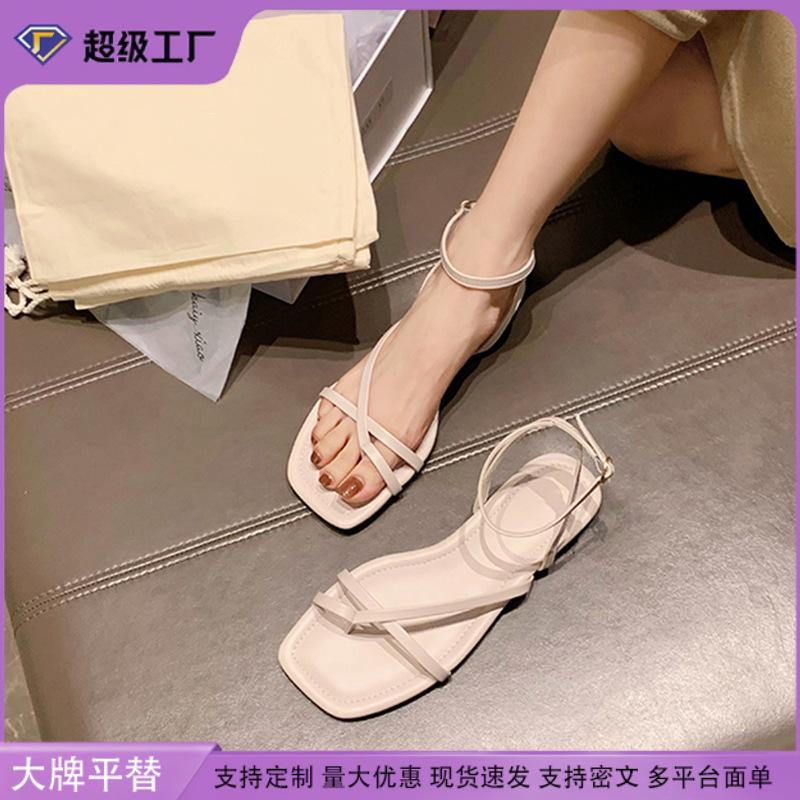 Grape mom studiolee fairy simple square head cross word with flat toe sandals women's summer