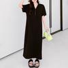Yousheng Women's Summer Short Sleeve T-shirt Dress Half Zip V Neck Maxi Dress Casual Long Sundress with Pockets for Beach Vacation