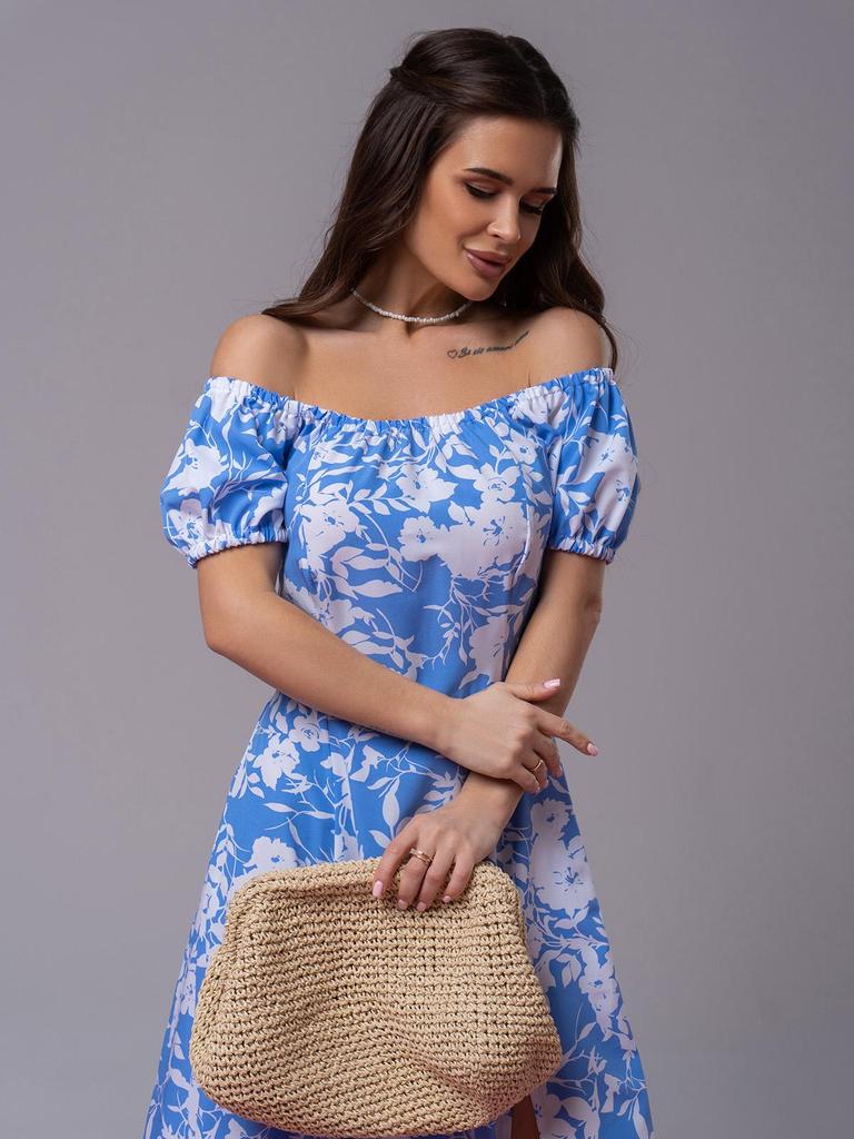 Цветочное  платье с открытыми плечами ISSA Plus