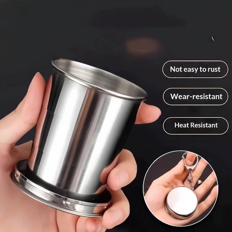 Portable Stainless Steel Retractable Teacup for Outdoor Camping Adventures Easy to Store and Use