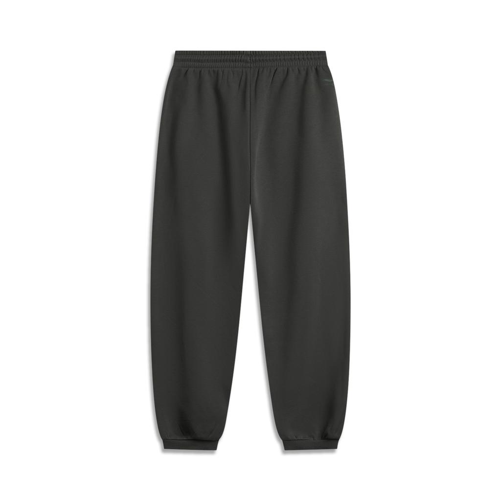 Li Ning Sports Lifestyle Series Casual Loose Fleece Logo Knitted Sweatpants Men Bottoms Graphite-Gray AKLU943-2