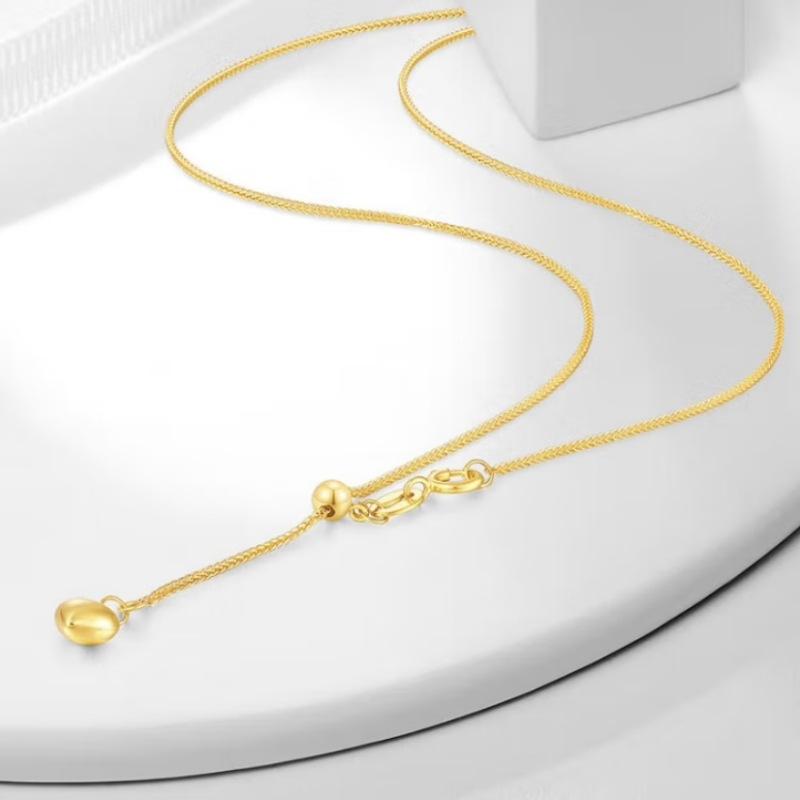 Настоящее 18-каратное золотое ожерелье Au750 Love Chopin, регулируемая простая цепочка, женская универсальная цепочка для воротника, ювелирный подарок