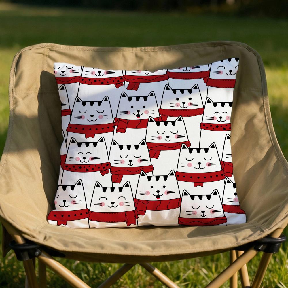 Cute Cats Themed Cushion Cover Soft Reversible Durable Pillow Cover MultiScene Use for Home Car Daily Comfort