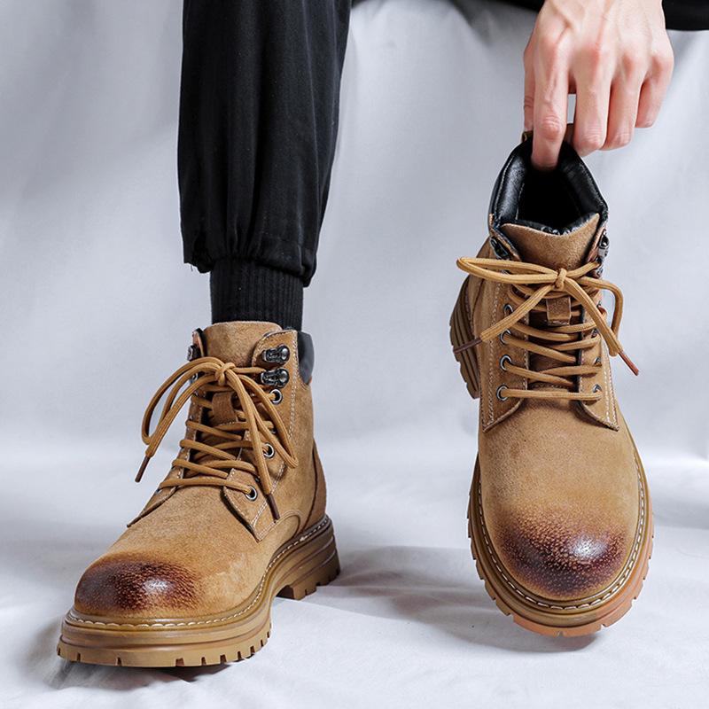 2025 инструменты ботинки Мартин мужские и женские ботинки с высоким берцем кожаные дышащие альпинистские ботинки средней высоты с увеличением роста короткие ботинки 6002-W