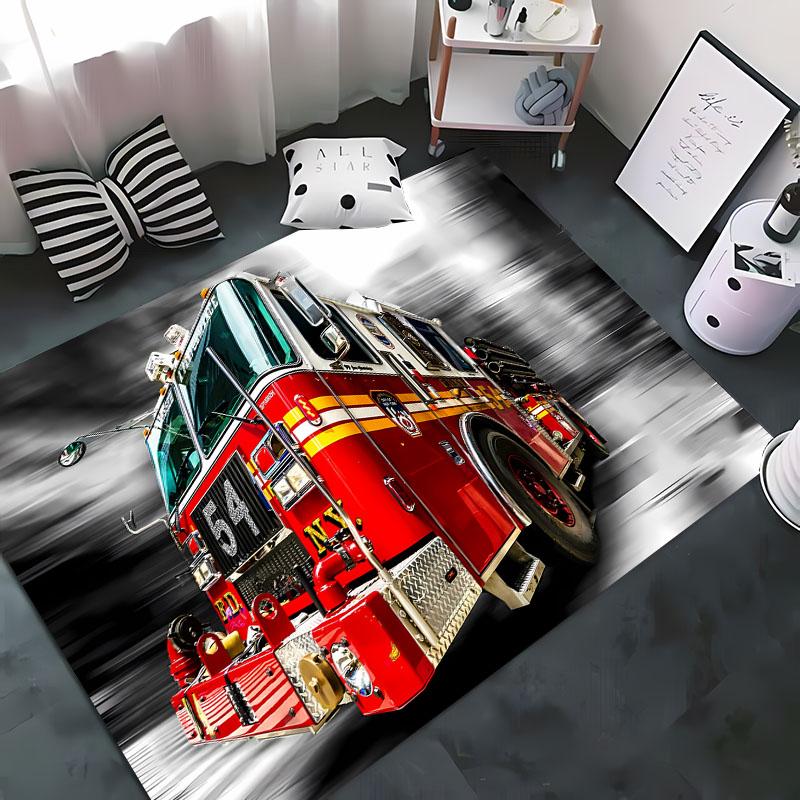 3D Printed Fire Engine Whistle Carpet, Living Room Bedroom Mat Children's Room Soft and Comfortable Anti-slip Rug Christmas Gift