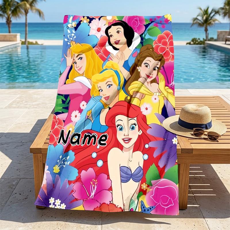 Custom Name Princess Party Stylish Digital Printing Beach Towel Quick‑Drying Absorbent Blanket for Beach Pool Gym Travel