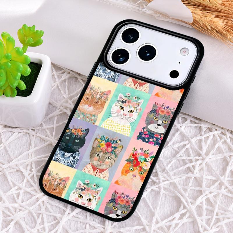 Cartoon Cat Kitten Phone Case for iPhone 17 Air 16 15 11 12 14 13 Pro Max Shockproof Cover