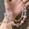 1 шт. Роскошная сверкающая акриловая цепочка для мобильного телефона с милой подвеской-бабочкой, разноцветными бусинами и кристаллами - Многофункциональная подвеска для сумки или брелок